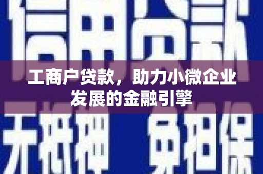 兰屿工商户贷款，助力小微企业发展的金融引擎