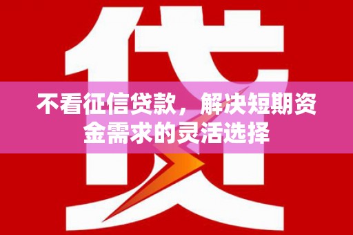 兰屿不看征信贷款，解决短期资金需求的灵活选择
