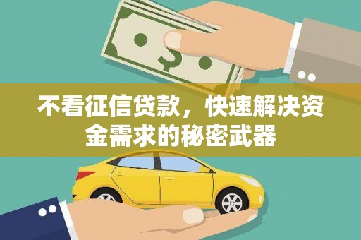 兰屿不看征信贷款，快速解决资金需求的秘密武器