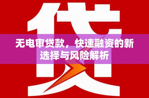 兰屿无电审贷款，快速融资的新选择与风险解析