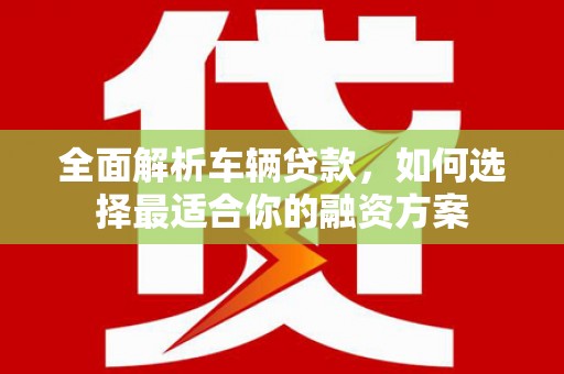 兰屿全面解析车辆贷款，如何选择最适合你的融资方案