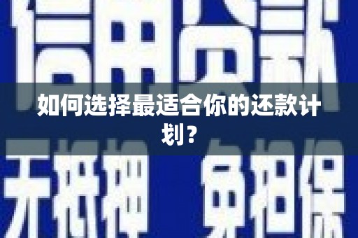 兰屿如何选择最适合你的还款计划？